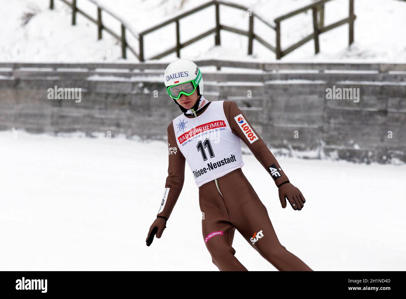 Klemens Muranka POL wurde Dritter beim Continental-Cup Skispringen 2017 Neustadt 1. Wettkampf Stock Photo