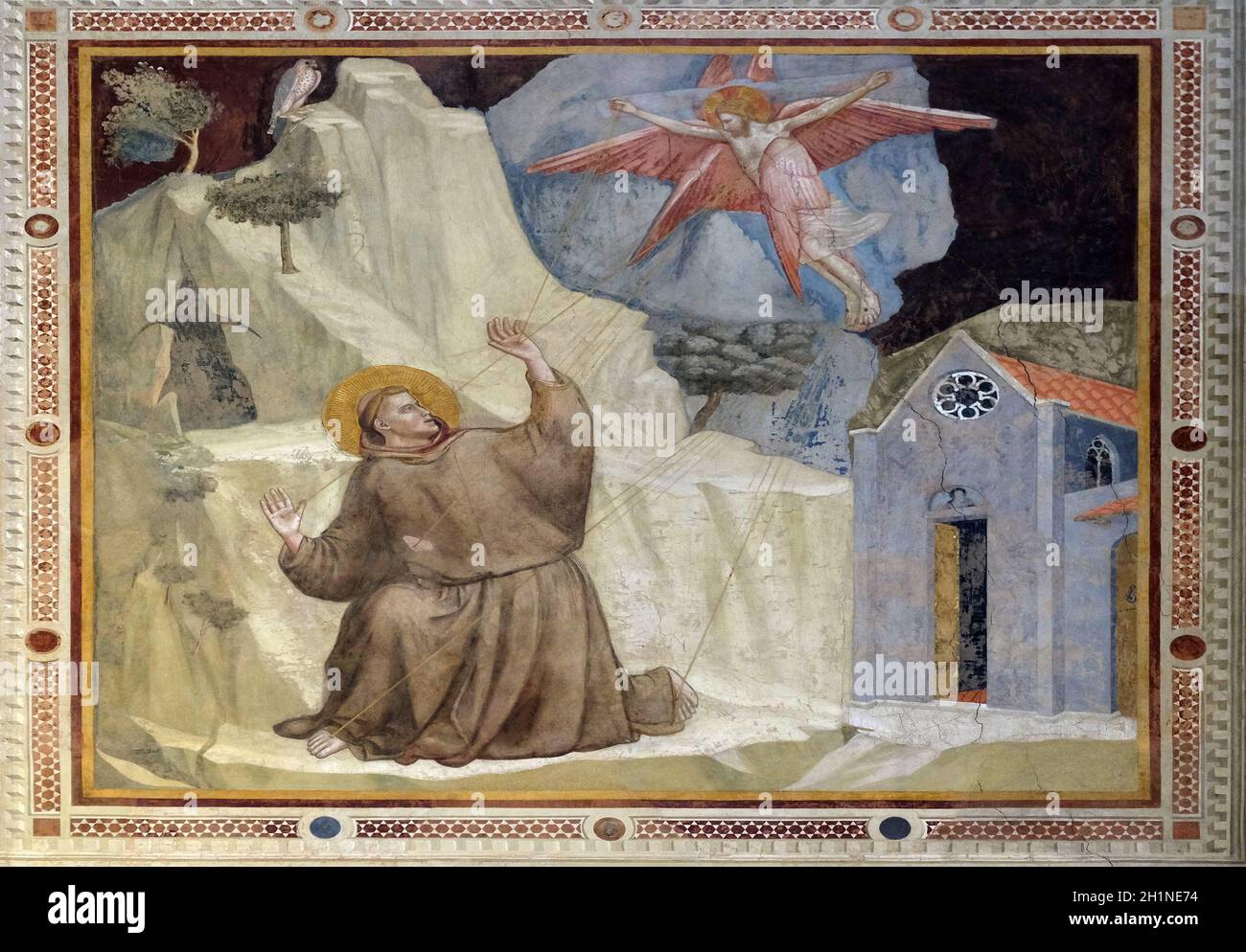 St. Francis Receiving the Stigmata, fresco by Giotto, in the Bardi ...