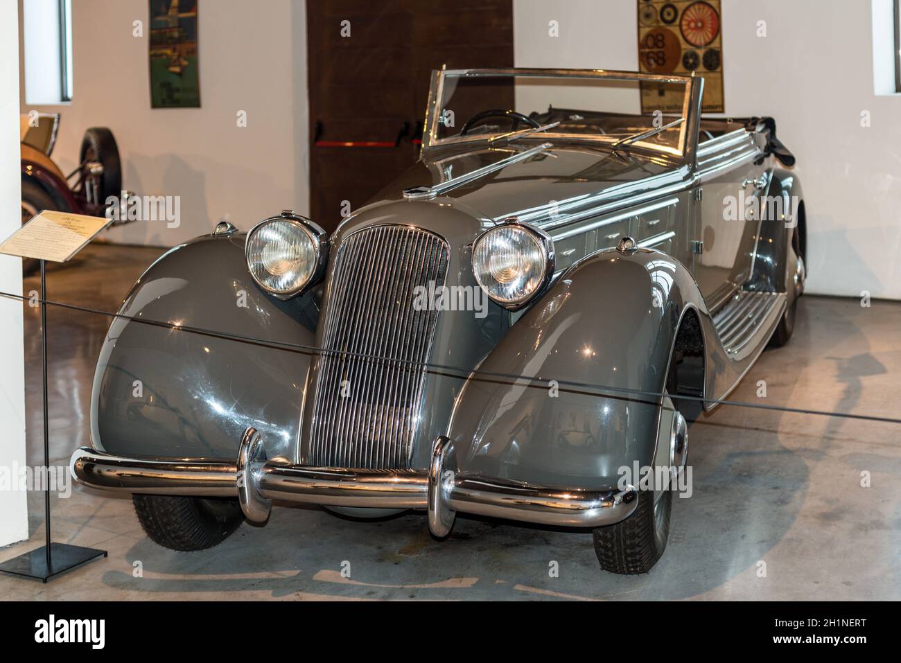 Malaga, Spain - December 7, 2016: Lancia Italy 1934 (Mussolini's parade car) in Automobile Museum of Malaga, Andalusia, Spain. Stock Photo