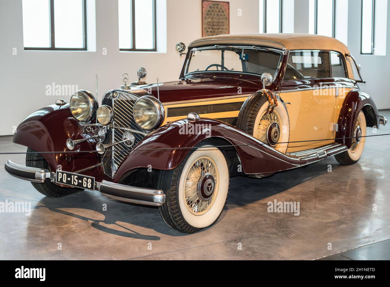 Malaga, Spain - December 7, 2016: Vintage Mercedes-Benz 540K (model 1937) Germany car displayed at Malaga Automobile and Fashion Museum in Spain. Stock Photo