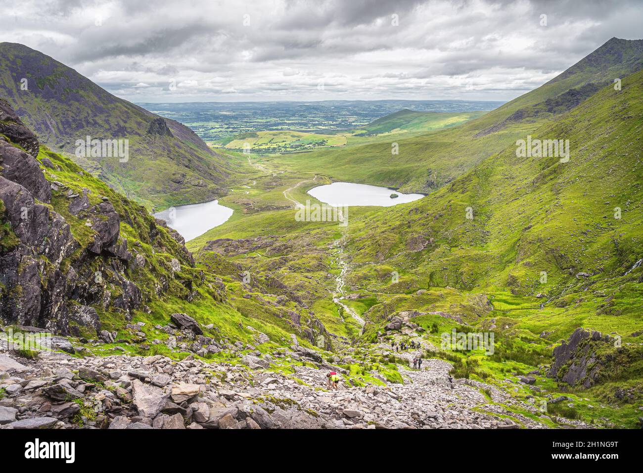 Group of hikers climbing Devils Ladder, one of most difficult trails