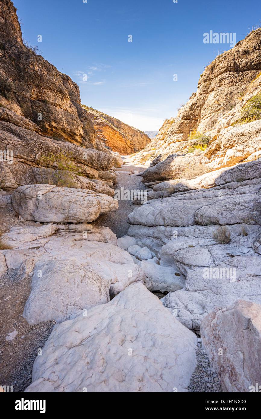 White Rocks At The Mouth of Ernst Tinaja canyon in Big Bend Stock Photo