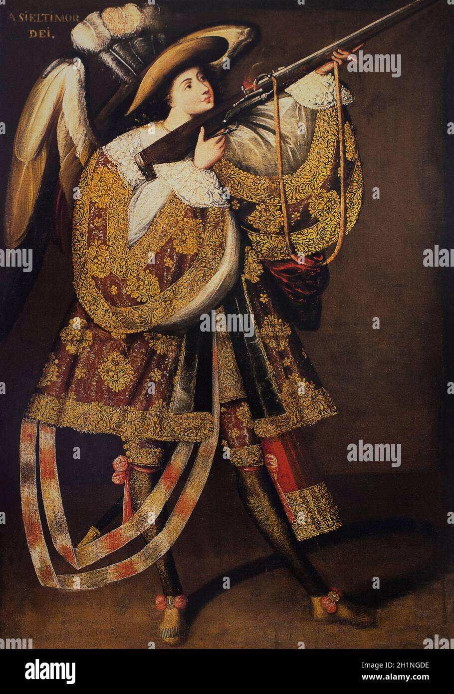 Archangel Arquebusier or Asiel Timor Dei. Bolivia, 1680. Anonymous. National Museum of Art, La Paz Stock Photo