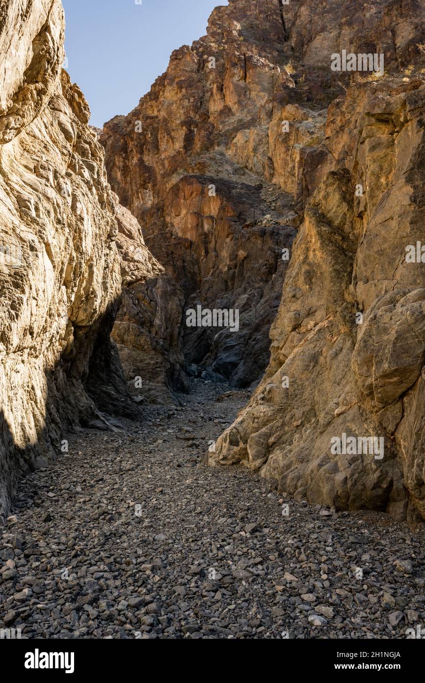 Willow Creek Canyon Narrows Along The Trail To The Falls in Death Valley National Park Stock Photo