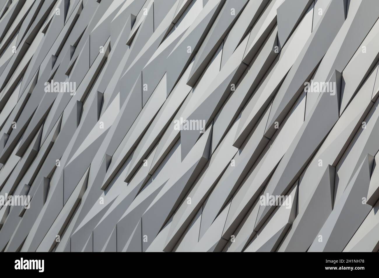 Detail of the facade of Titanic Belfast, museum, touristic attraction and monument to Belfast's maritime heritage Stock Photo