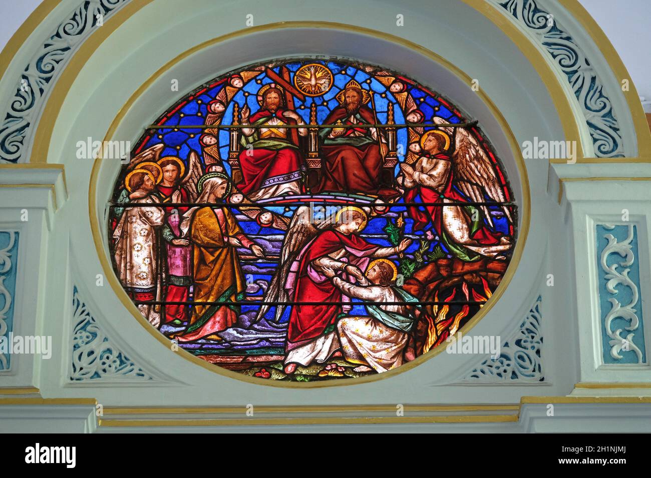 Stained glass window at Holy Rosary Catholic Cathedral, commonly known