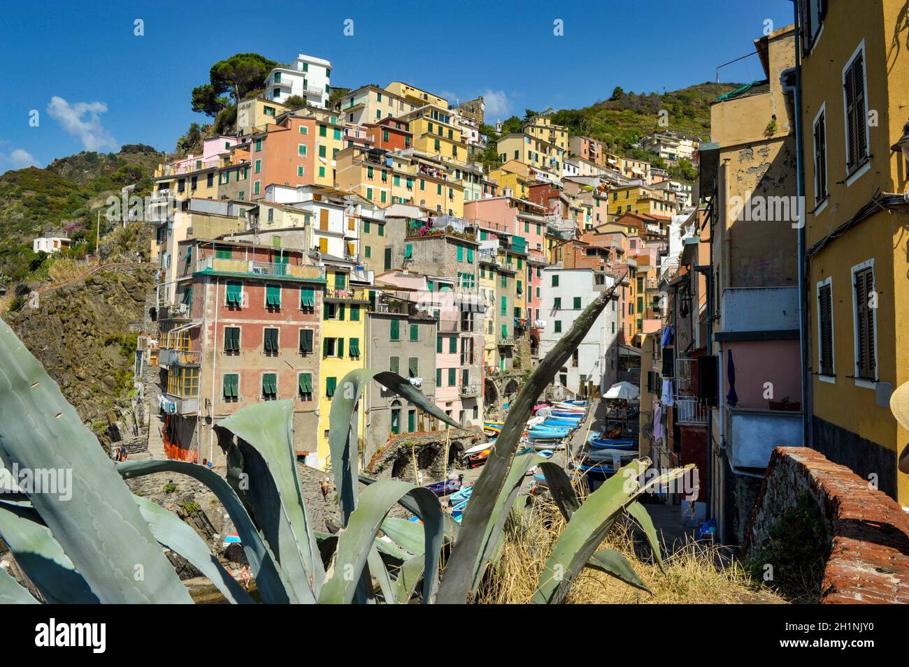 Riomaggiore, Italy - September 6, 2011: Riomaggiore - one of the cities of Cinque Terre in Italy Stock Photo
