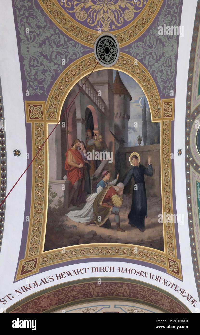 Saint Nicholas, fresco painting in parish church of St. Nicholas in Bad