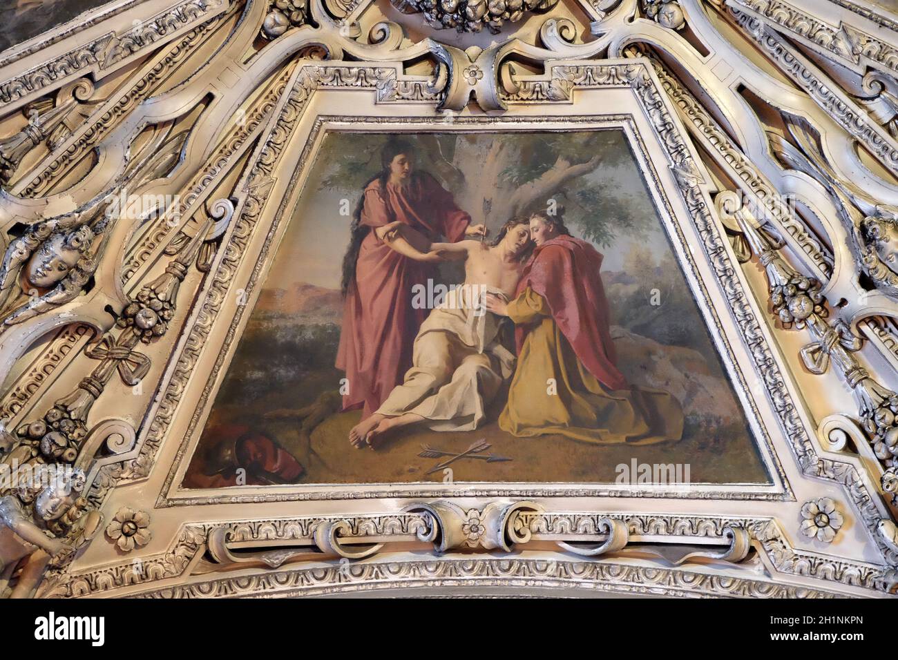 Fragment of the dome in the Chapel of Saint Sebastian, Salzburg Cathedral, Austria Stock Photo