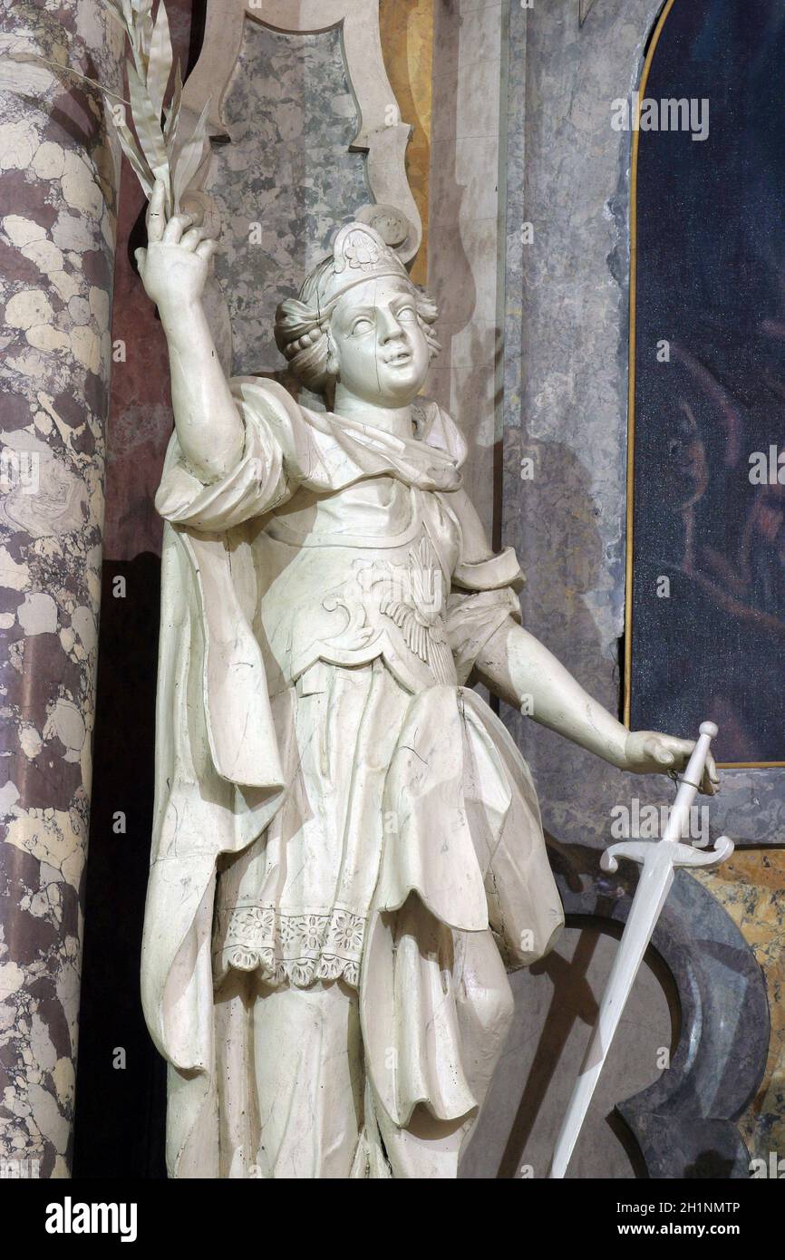 Saint Catherine of Alexandria statue on the main altar in the ...
