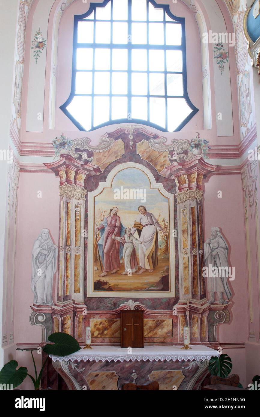 Holy Family, altar in the parish church of St. Mary Magdalene in Sela kod Siska, Croatia Stock Photo