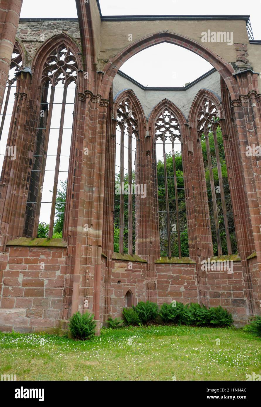 ruins of the Wernerkapelle near Bacharach, a town in the Mainz-Bingen district in Rhineland-Palatinate, Germany Stock Photo