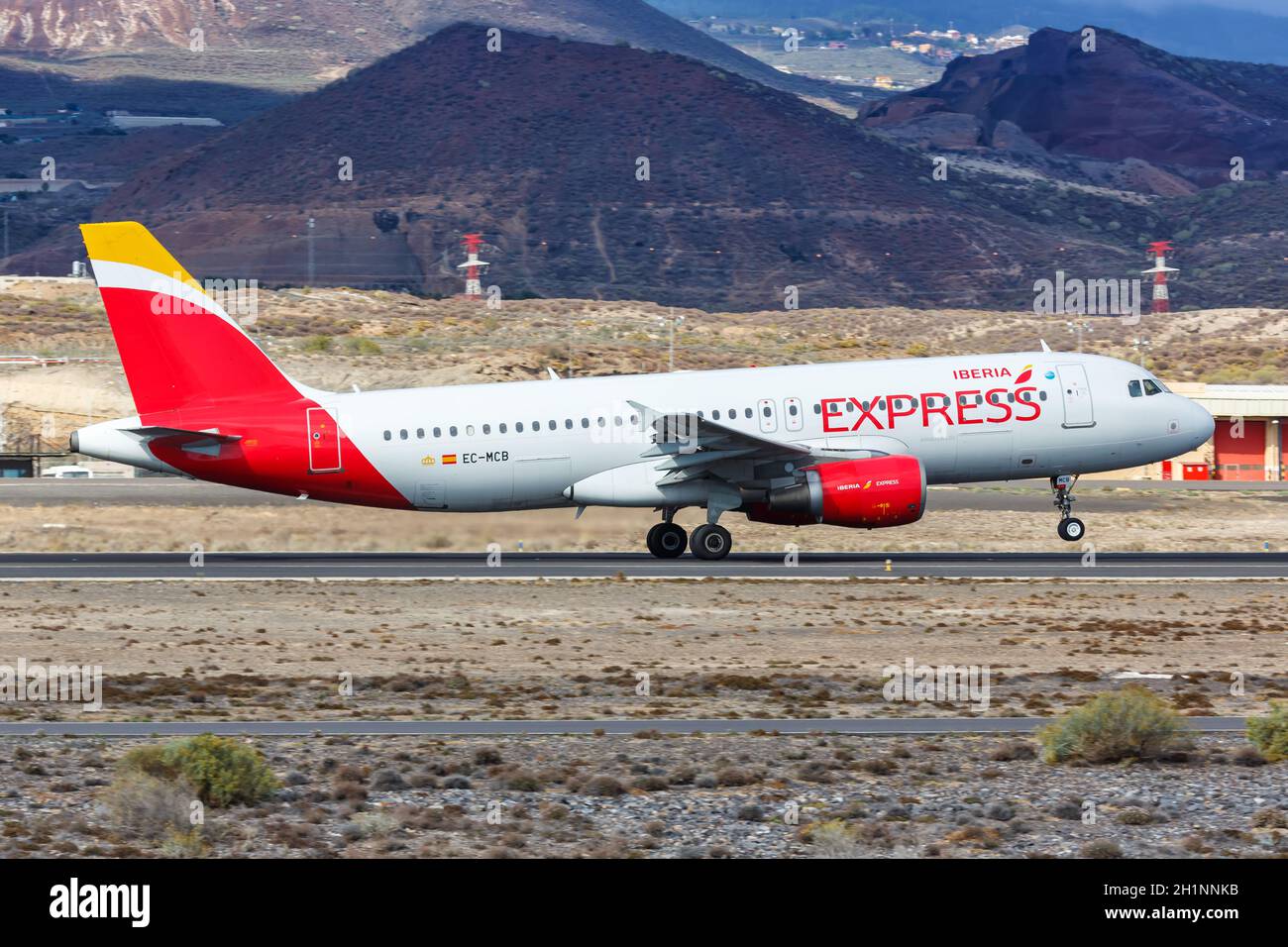 Tenerife, Spain - November 23, 2019: Iberia Express Airbus A320 airplane at Tenerife South Airport in Spain. Airbus is a European aircraft manufacture Stock Photo