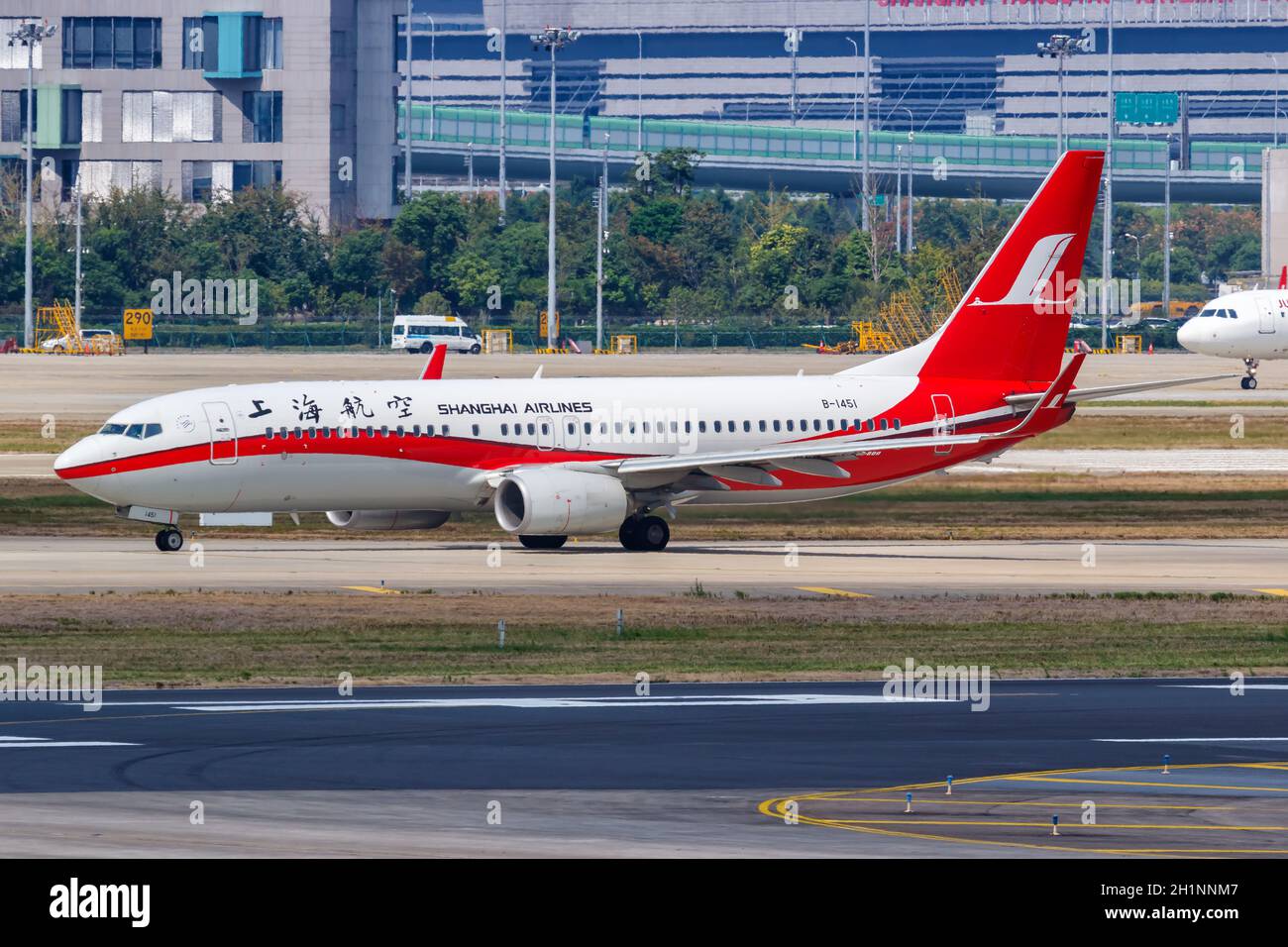 Shanghai, China - September 27, 2019: Shanghai Airlines Boeing 737-800