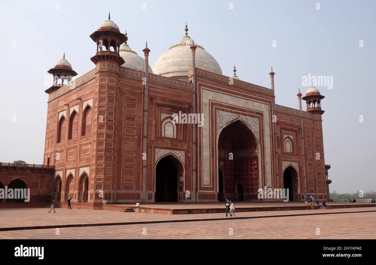 Gate to the Taj Mahal (Crown of Palaces) in Agra,