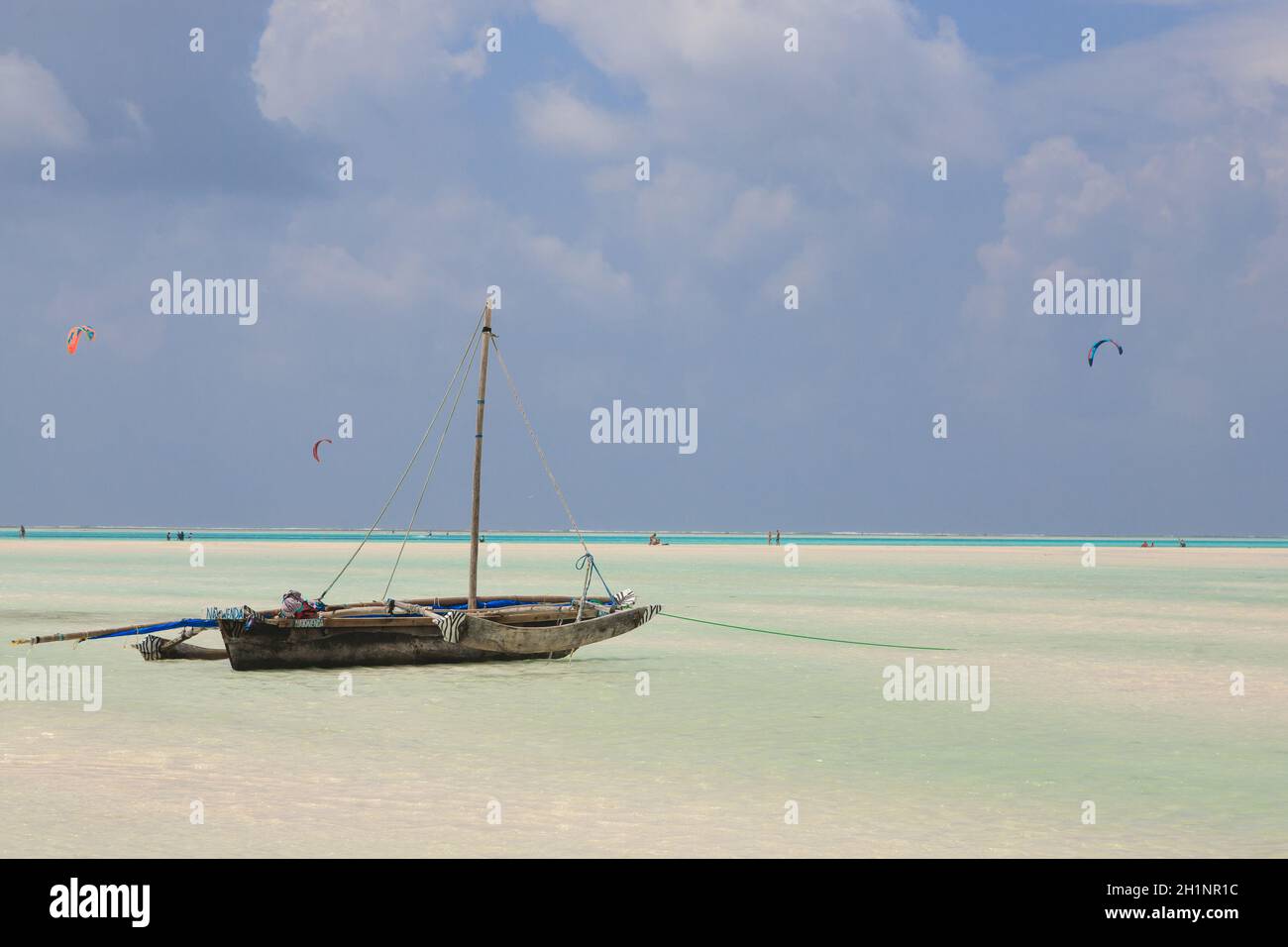 Zanzibar beach landscape, Tanzania, Africa panorama. Indian ocean scenery Stock Photo