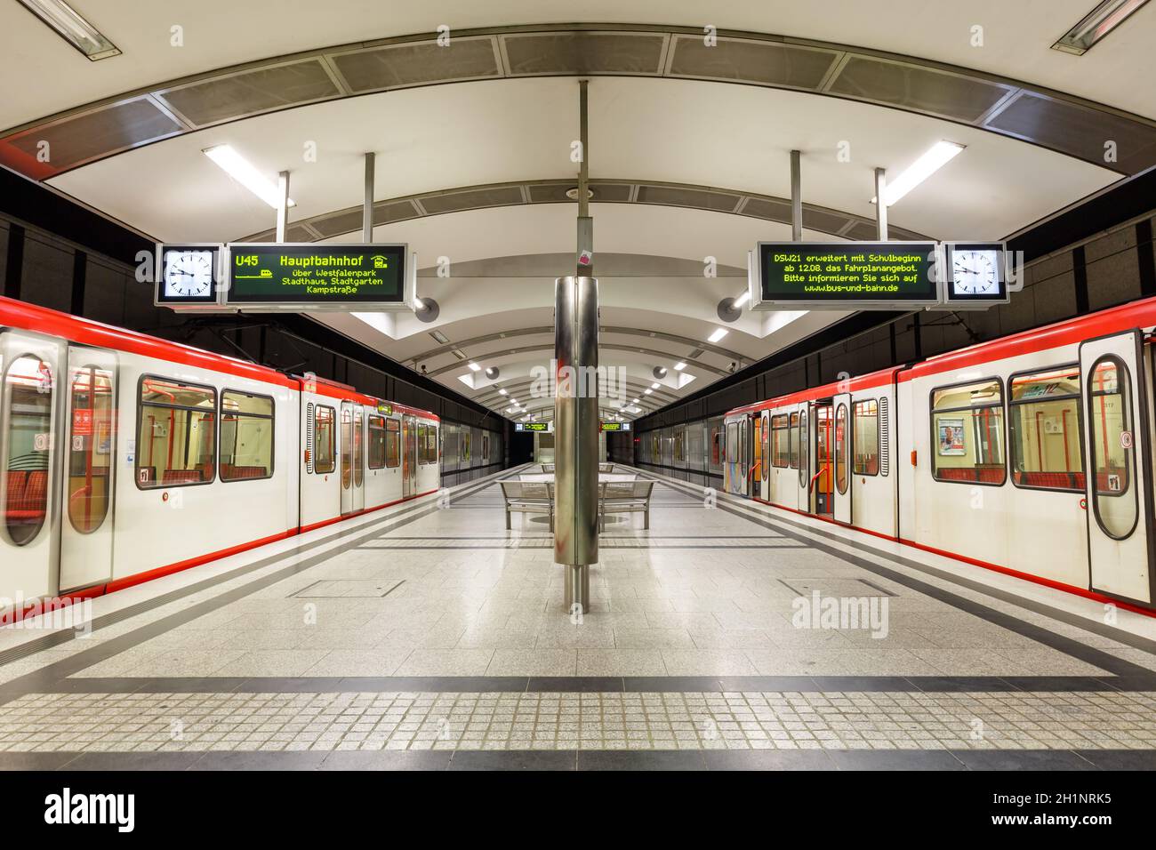 Dortmund, Germany - August 9, 2020: Dortmund Metro MRT Stadtbahn Underground Station Westfalenhallen in Germany. Stock Photo