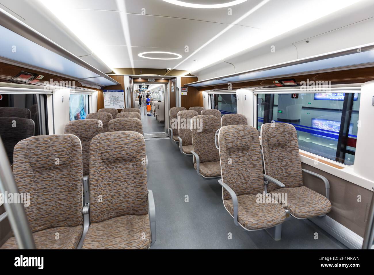 Beijing, China - September 30, 2019: Airport Express train Beijing Daxing MRT Metro in China. Stock Photo