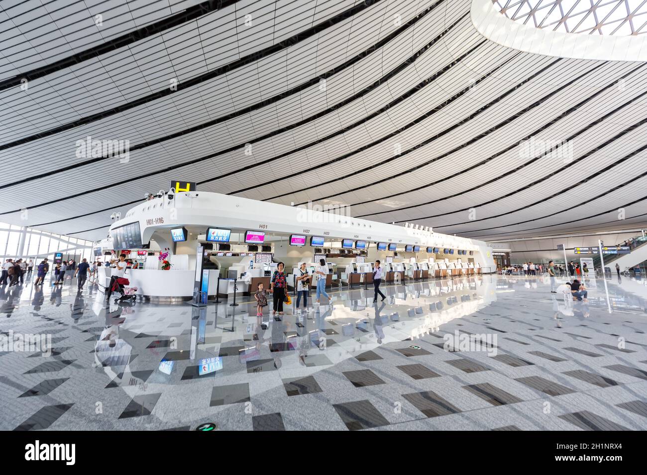 Beijing, China – September 30, 2019: Beijing Daxing New International Airport Terminal (PKX) in China. Stock Photo