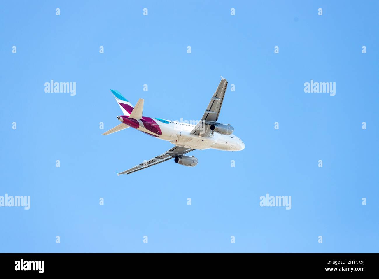 Aircraft is taking off. Responsible for climate crisis and global warming. Stock Photo