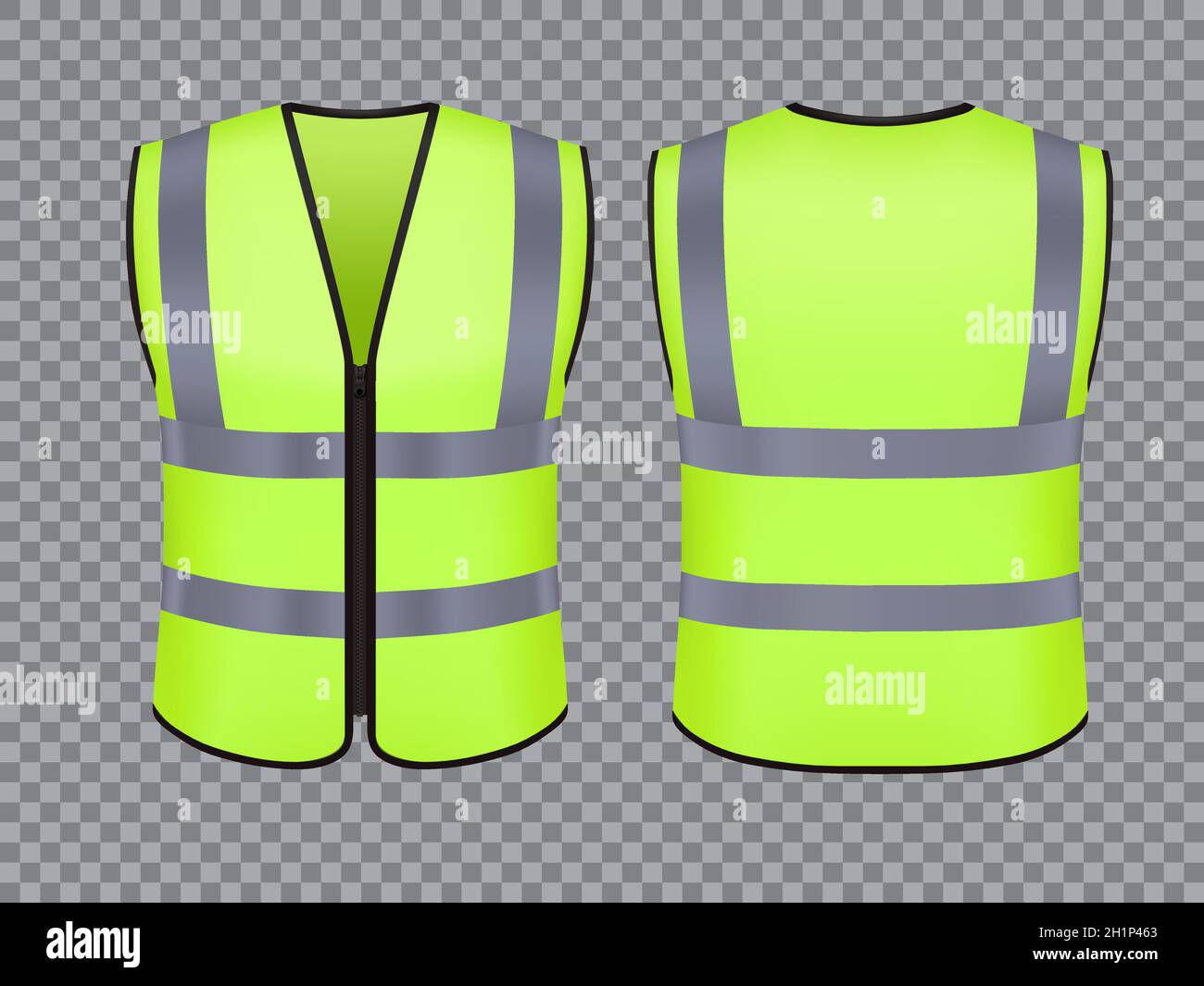 Safety vest jacket, isolated security, traffic and worker uniform wear,  vector realistic mockup. Safety vest with retroreflective stripes of green  col Stock Vector Image & Art - Alamy
