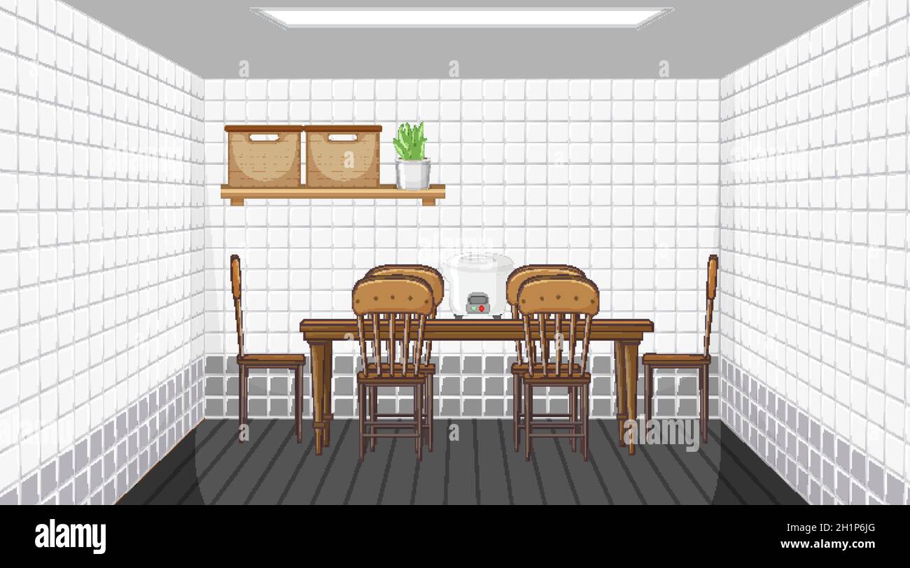 Dining room interior design with furniture illustration Stock Vector ...