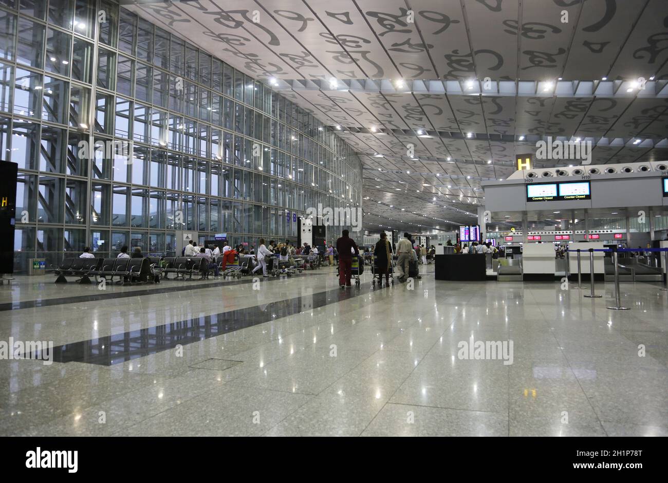 The new terminal of International departures of Kolkata airport, India