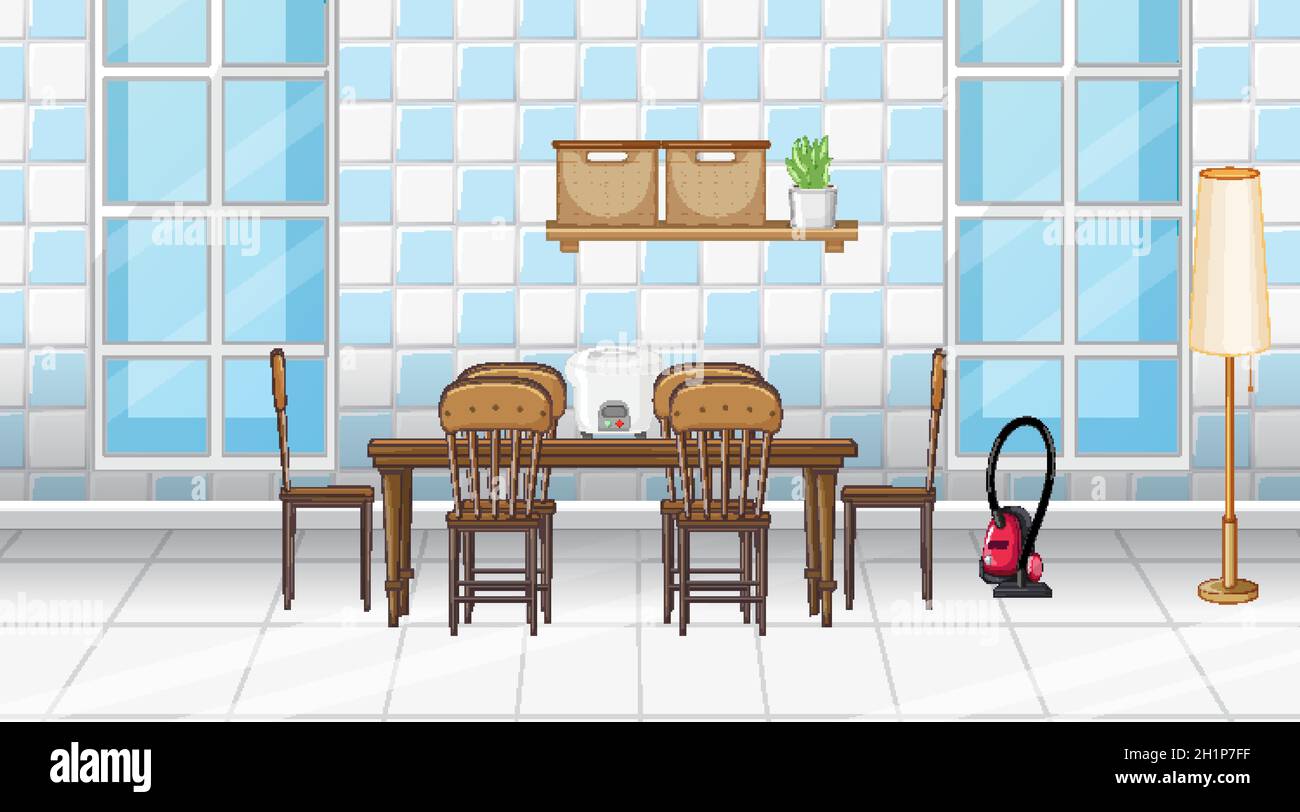 Dining room interior design with furniture illustration Stock Vector ...
