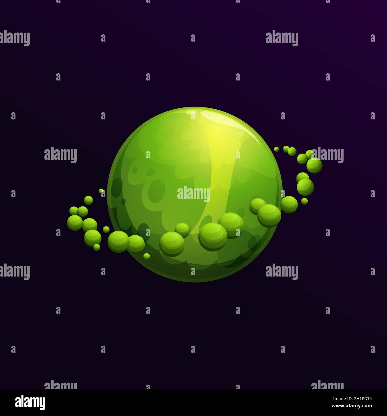 Cartoon galaxy star with ring of small planets, vector space planet and ...