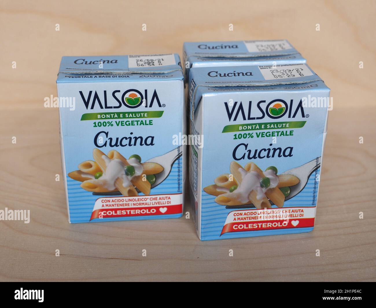 Valsoia Pacchetti BOLOGNA, ITALY - CIRCA JANUARY 2021: Packet of Valsoia vegetable cream ...