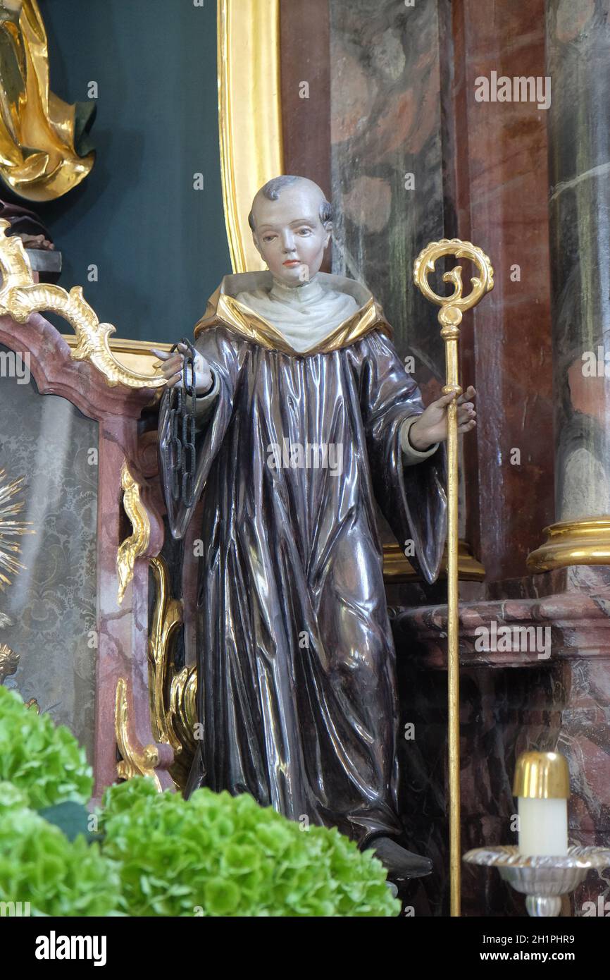 Statue of Saint on the Saint Joseph altar in the Saint Lawrence church in Denkendorf, Germany Stock Photo