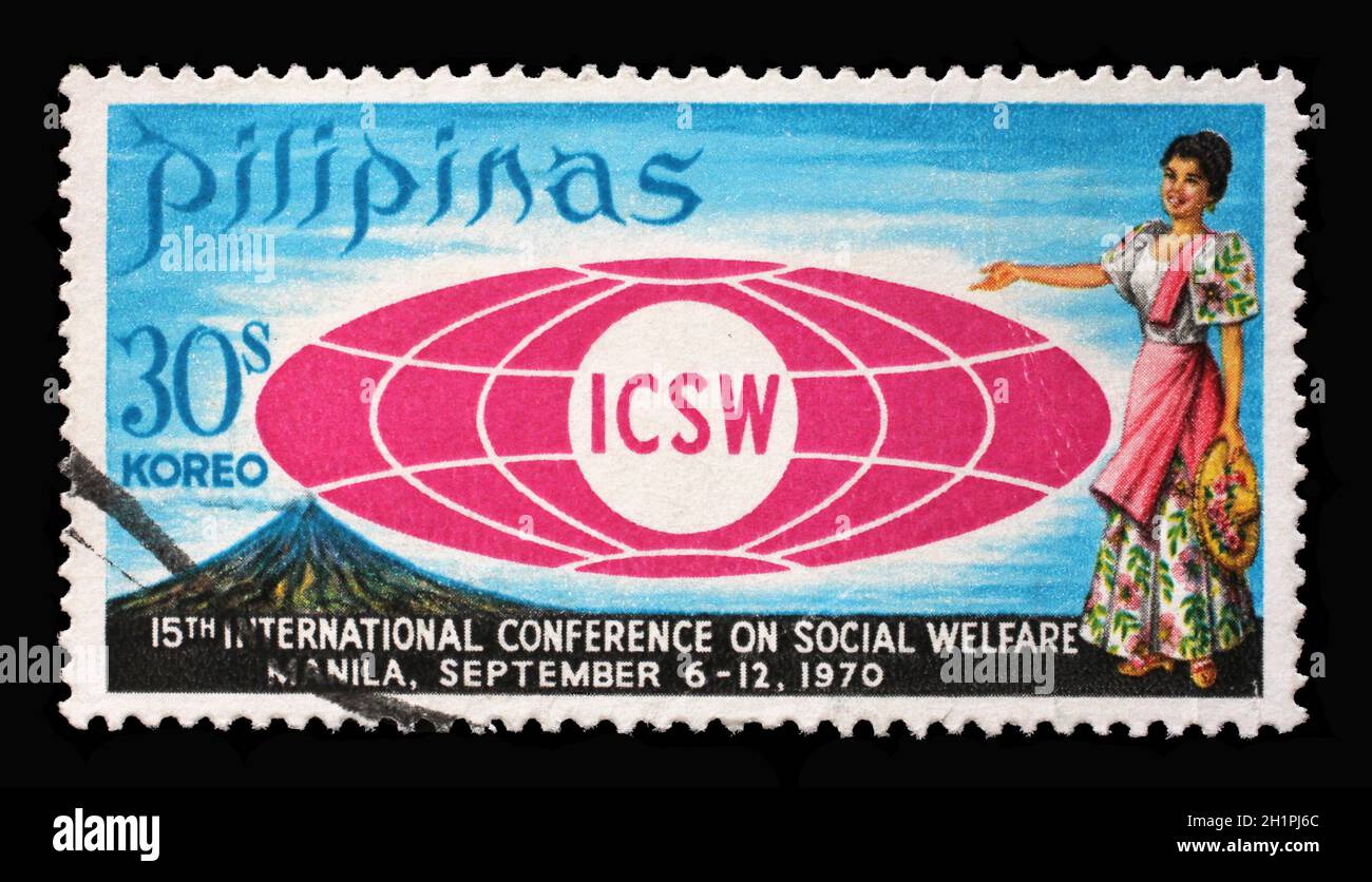 Stamp printed in Philippines shows International Conference on Social Welfare circa 1970 Stock Photo