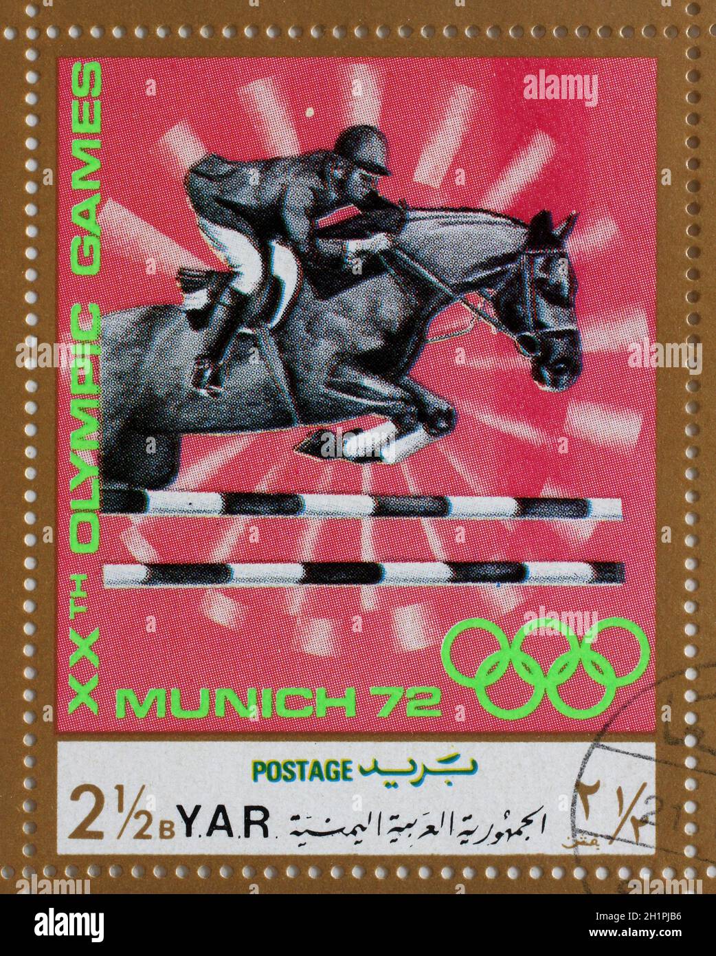 Bloc D'or Ras Al Khaima 1972 - Jeux Olympiques Chevaux - Timbre Rare Allemagne MNH