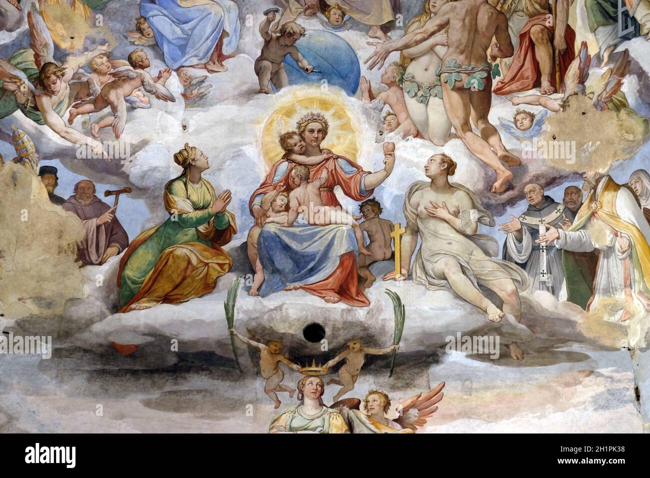 Virgin Mary with Baby Jesus, fresco by Giorgio Vasari in the Cattedrale ...