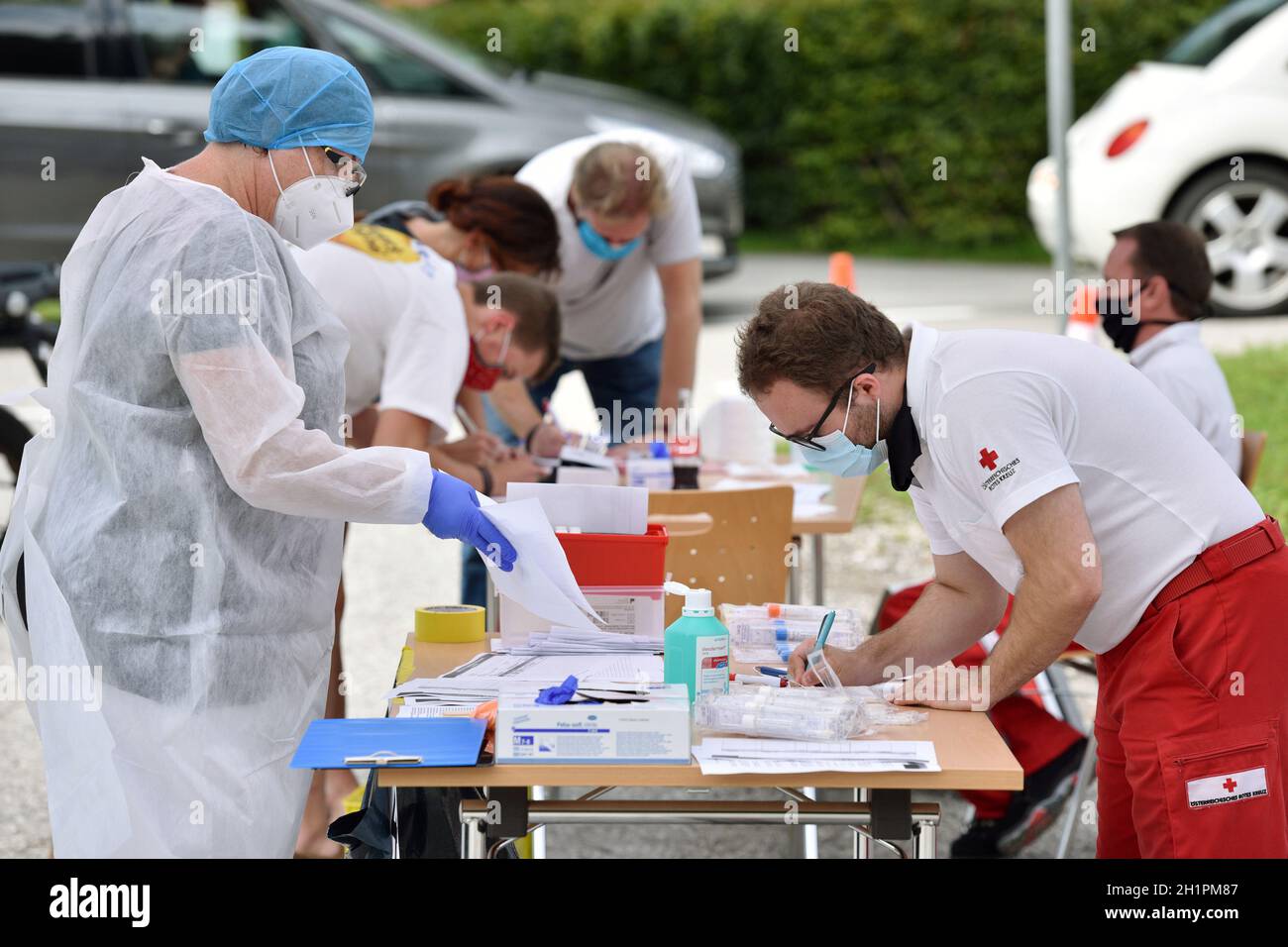 Corona-PCR-Test in Österreich (Europa) - Corona PCR test in Austria (Europe) Stock Photo