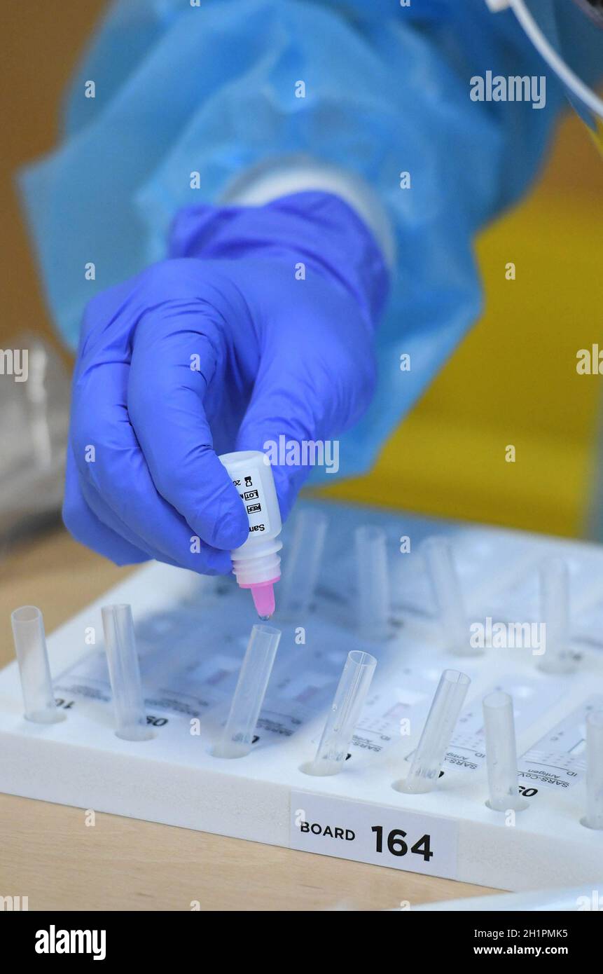 Corona Antigen Test in Österreich (Europa) - Corona antigen test in Austria (Europe) Stock Photo