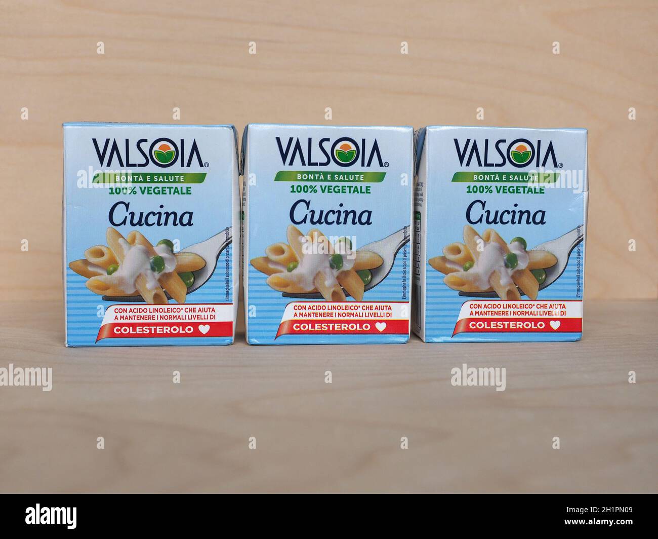 Valsoia Pacchetti BOLOGNA, ITALY - CIRCA JANUARY 2021: Packet of Valsoia vegetable cream ...