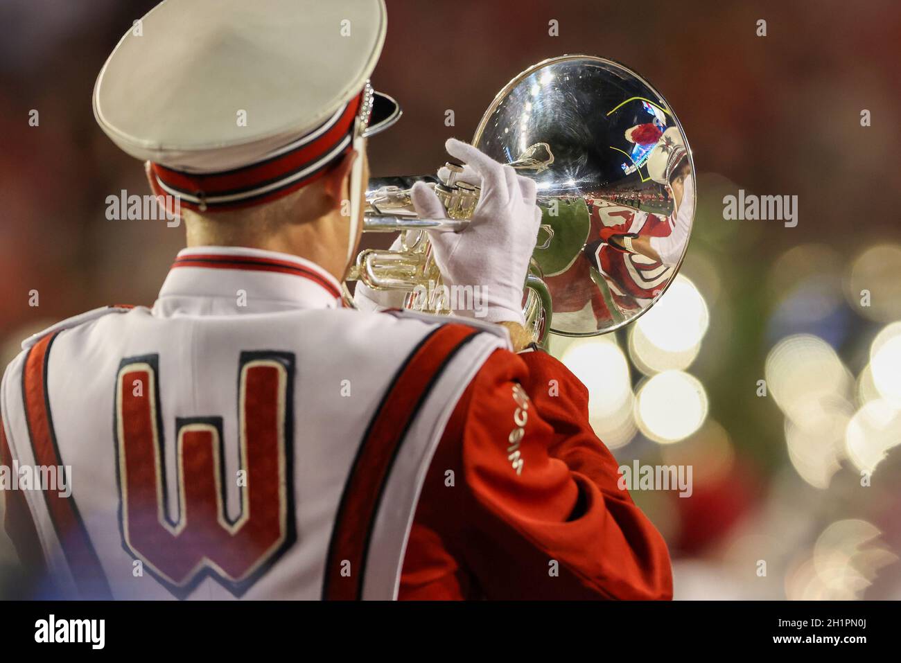 Madison, WI, USA. 16th Oct, 2021. Wisconsin Badgers Marching Band during the NCAA Football game between the Army Black Knights and the Wisconsin Badgers at Camp Randall Stadium in Madison, WI. Darren Lee/CSM/Alamy Live News Stock Photo