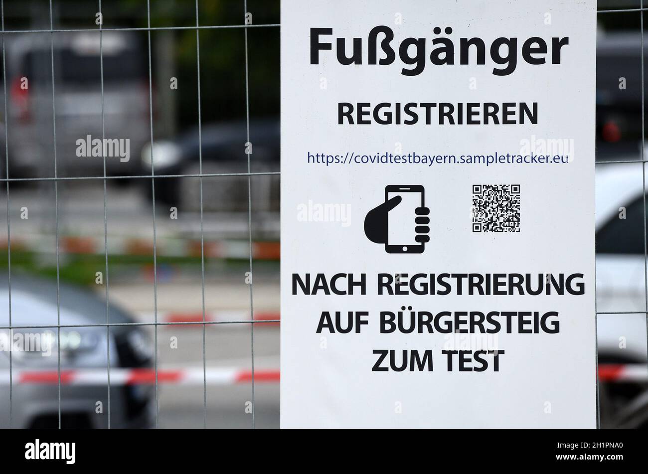 Corona Test Drive-In in Bayern (, Deutschland, Europa) - Corona Test Drive-In in Bavaria (Germany, Europe) Stock Photo