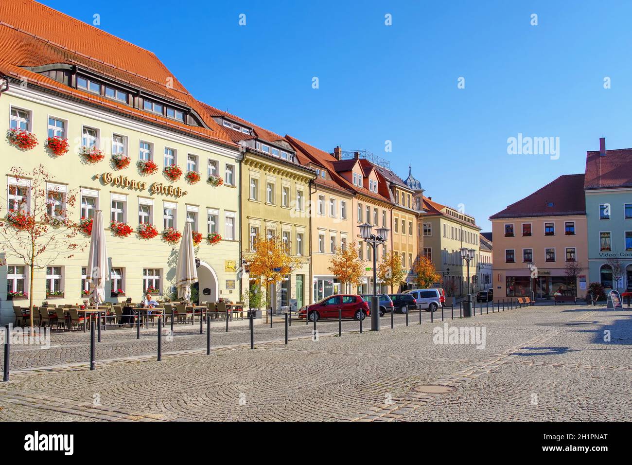 town square in the town Kamenz, Saxony in Germany Stock Photo