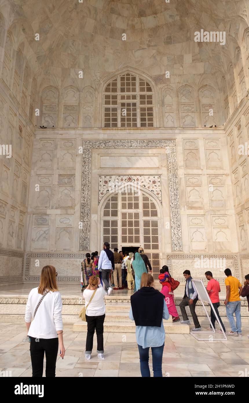 Gate to the Taj Mahal (Crown of Palaces) in Agra,