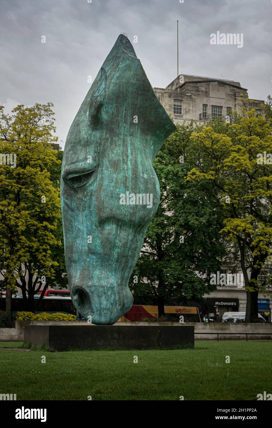 Horse head statue called Still Water in the city of London, UK Stock Photo Alamy