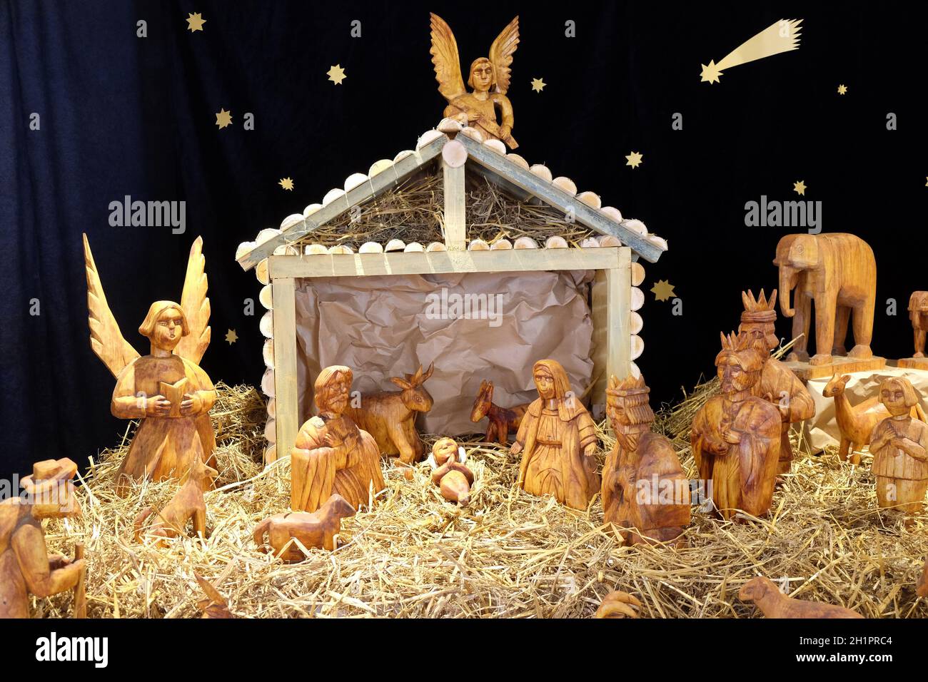 Nativity scene, exhibition of mangers in the gallery Klovicevi dvori in Zagreb, Croatia Stock