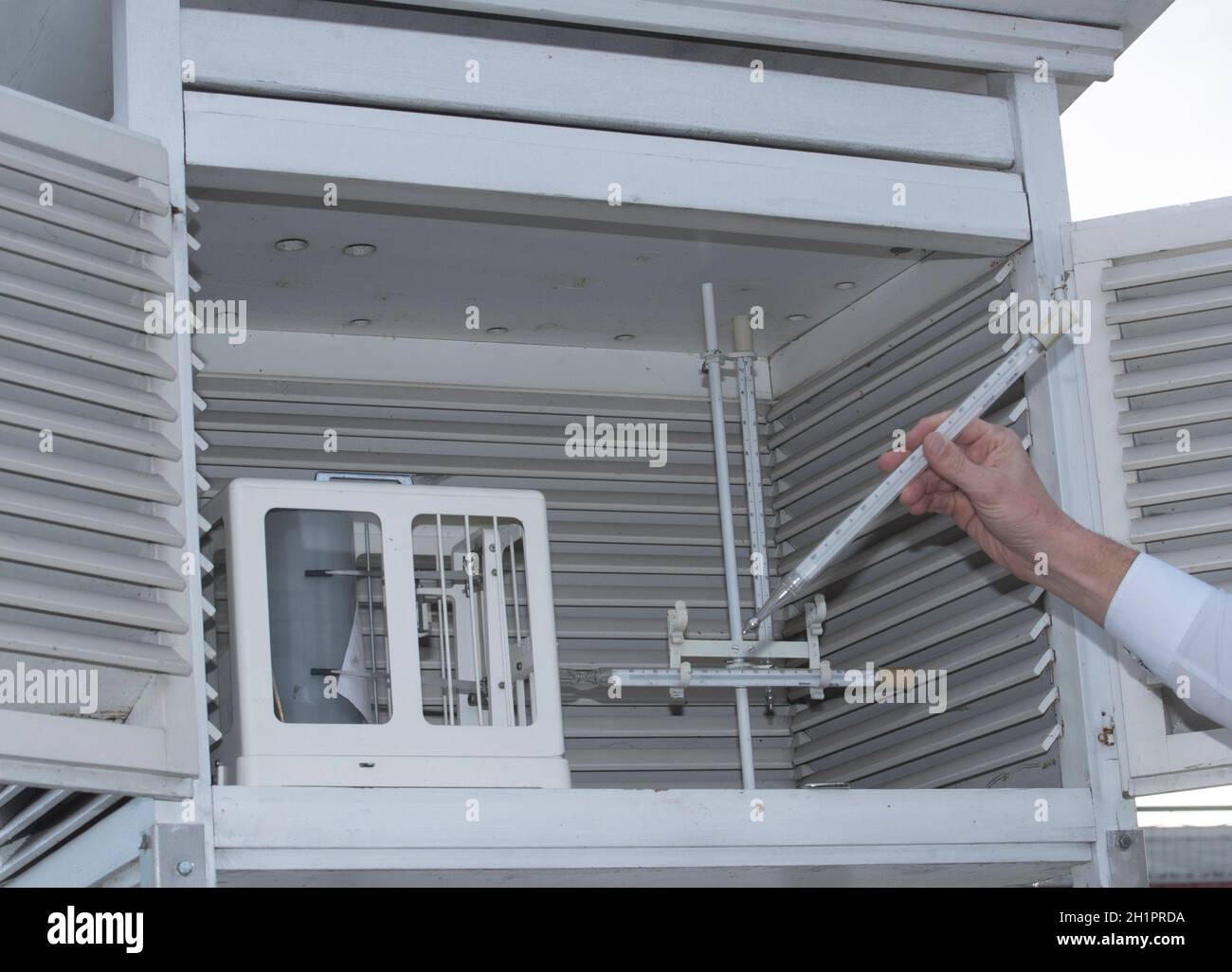 weather station with different measuring instruments, observing weather