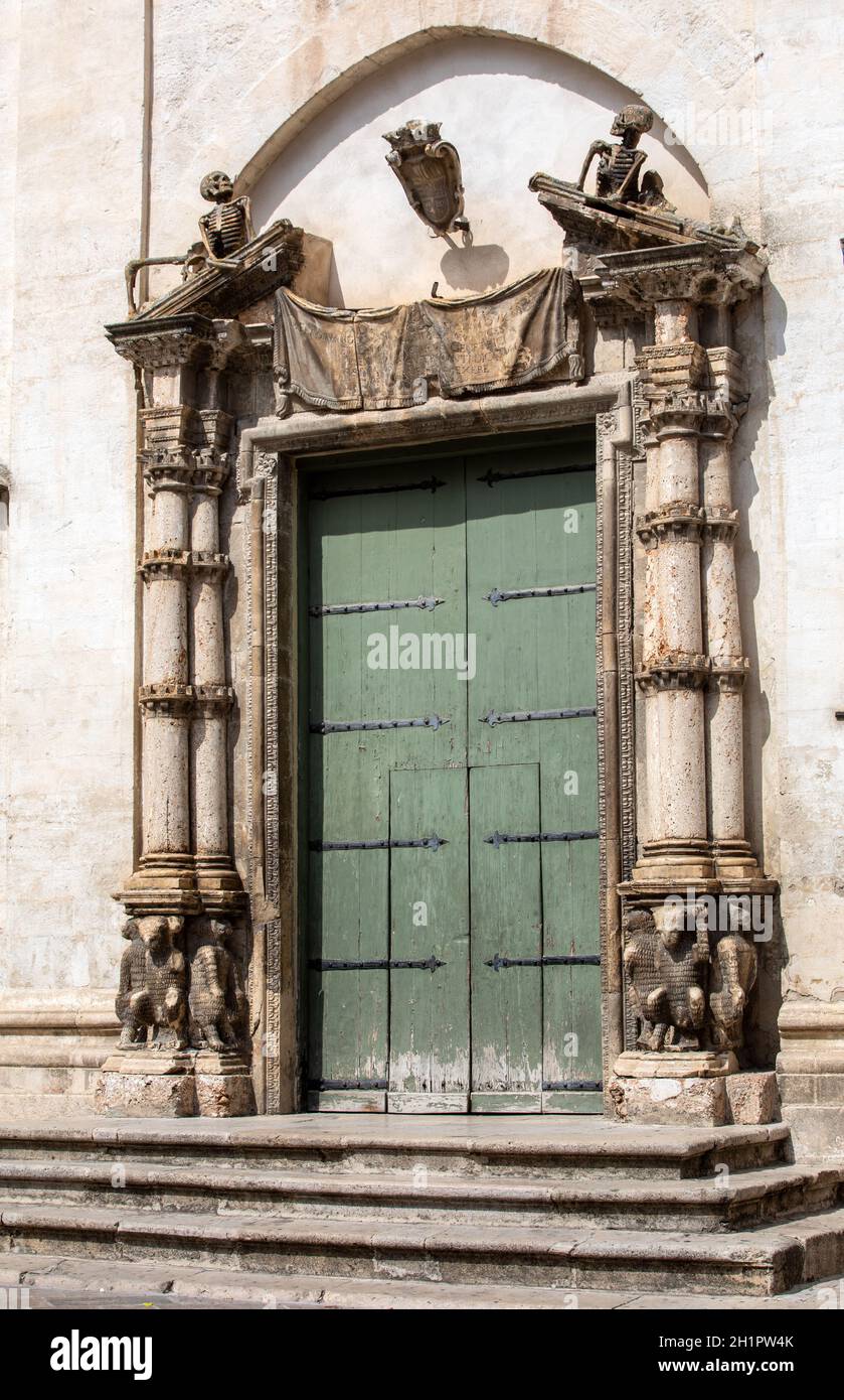 The entrance to the Church of Purgatorio in Gravina in Puglia. Italy Stock Photo