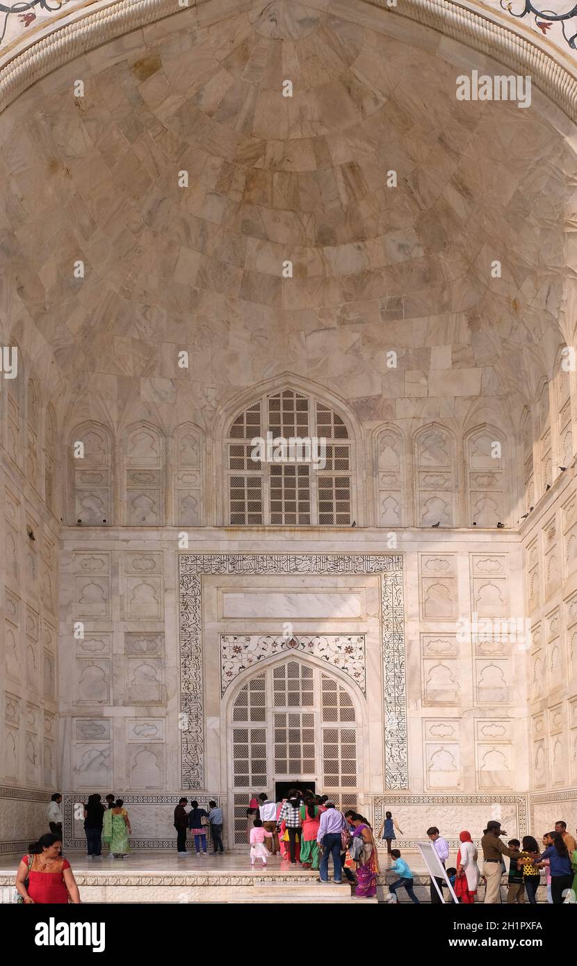 Gate to the Taj Mahal (Crown of Palaces) in Agra,