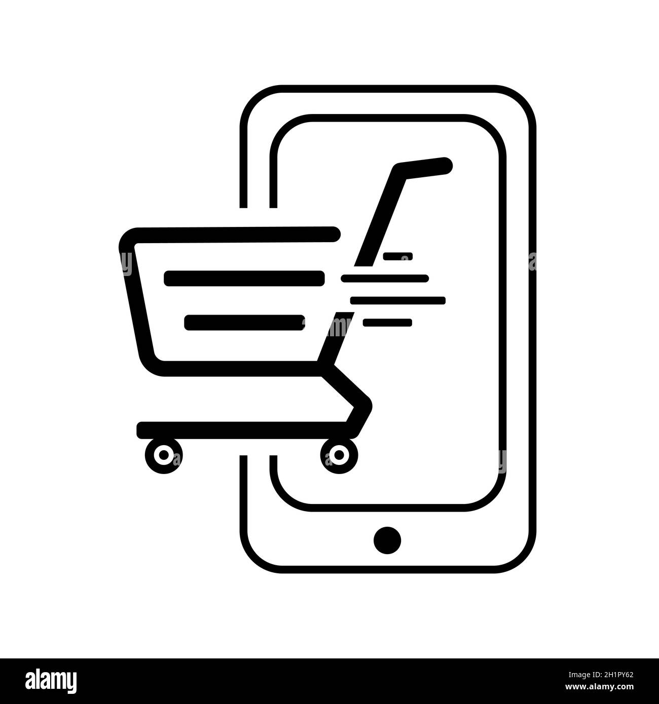 Abstract web icon grocery cart on wheels from supermarket - Vector illustration Stock Photo