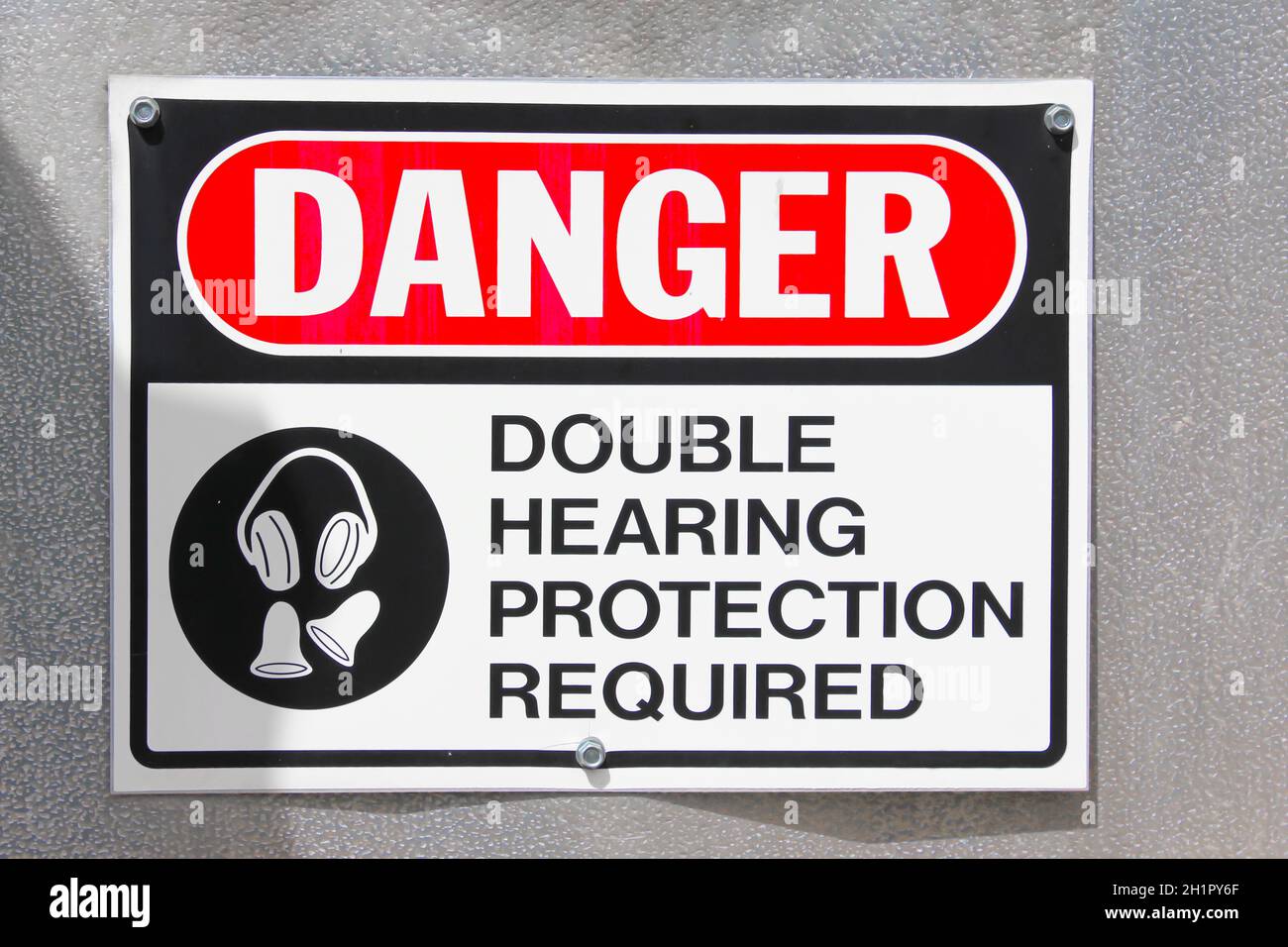 Danger Double Hearing Protection Required Sign Stock Photo Alamy