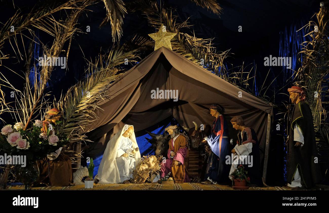 Nativity Scene, Birth of Jesus Saint Sulpice Church, Paris, France