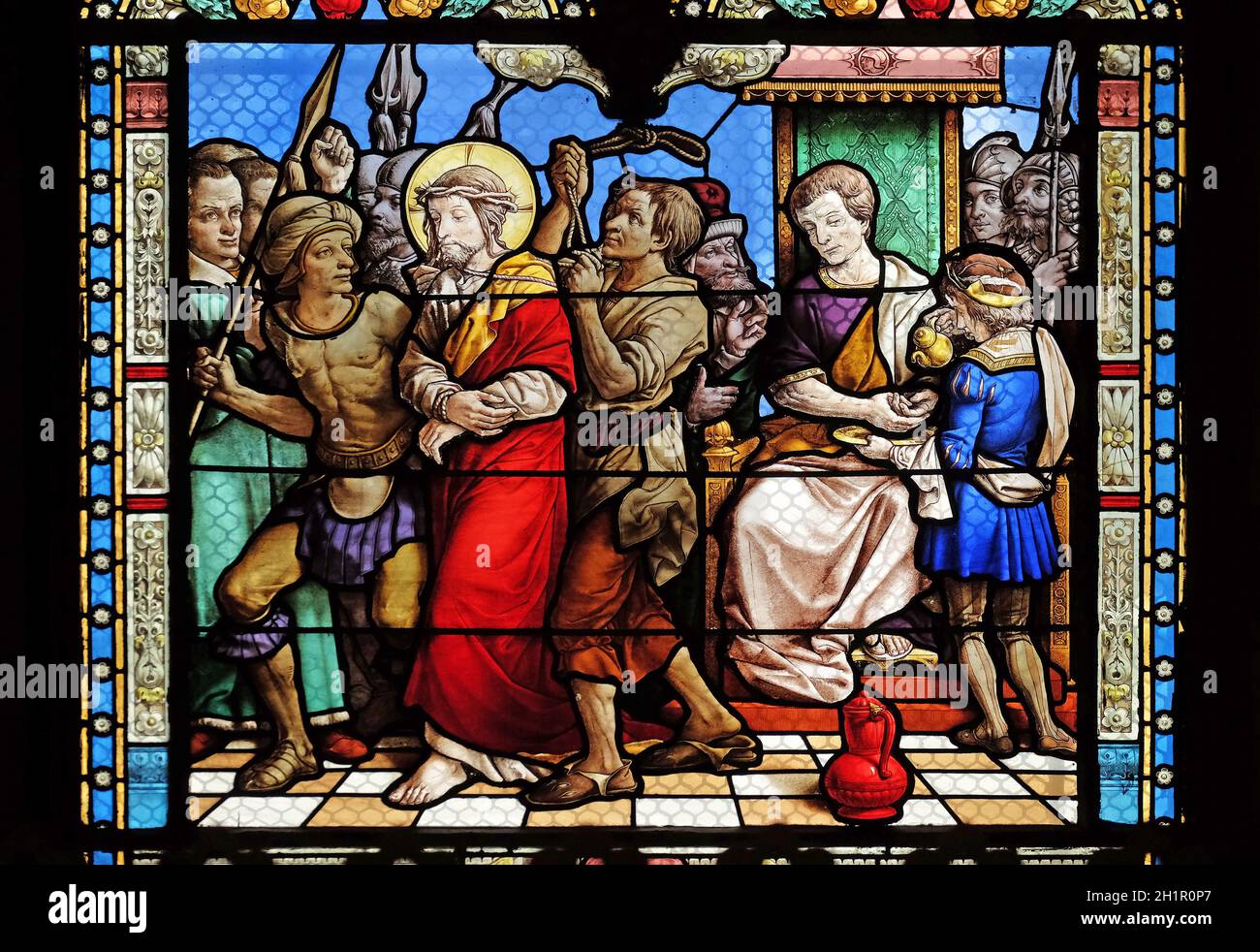 1st Stations of the Cross, Jesus is condemned to death, stained glass